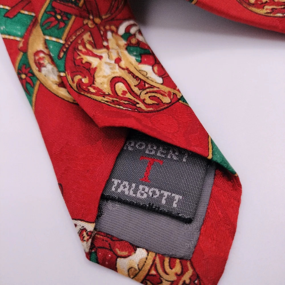 Parisian Robert Talbott Men's Tie Silk Hand Sewn Italy Christmas Santa Holiday - Picture 3 of 10